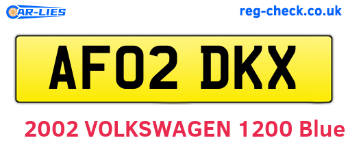 AF02DKX are the vehicle registration plates.