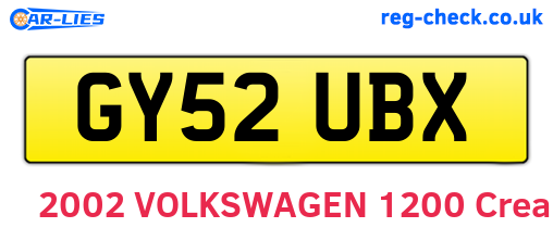 GY52UBX are the vehicle registration plates.