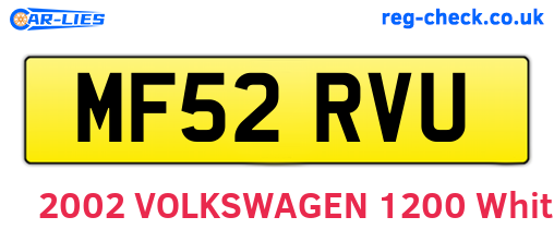 MF52RVU are the vehicle registration plates.