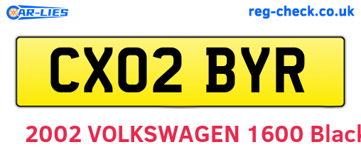 CX02BYR are the vehicle registration plates.