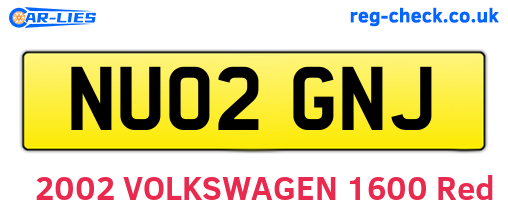 NU02GNJ are the vehicle registration plates.