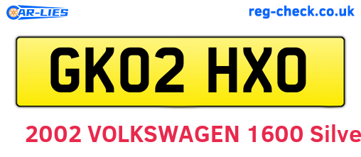 GK02HXO are the vehicle registration plates.