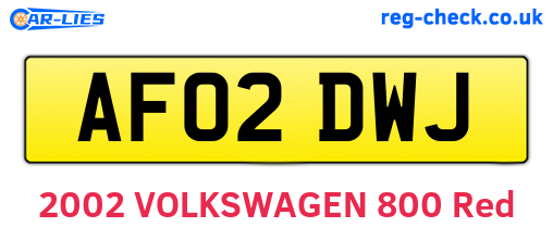 AF02DWJ are the vehicle registration plates.