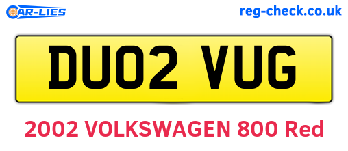 DU02VUG are the vehicle registration plates.