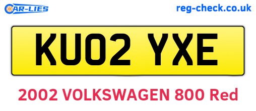 KU02YXE are the vehicle registration plates.