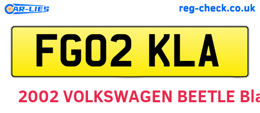 FG02KLA are the vehicle registration plates.