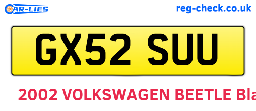 GX52SUU are the vehicle registration plates.