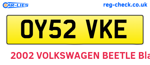 OY52VKE are the vehicle registration plates.