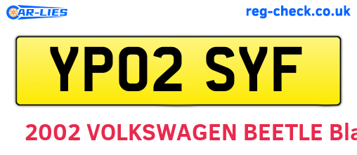 YP02SYF are the vehicle registration plates.