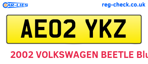AE02YKZ are the vehicle registration plates.