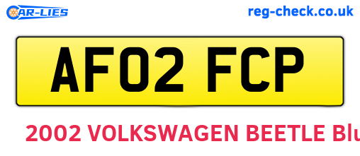 AF02FCP are the vehicle registration plates.