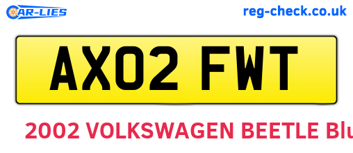 AX02FWT are the vehicle registration plates.