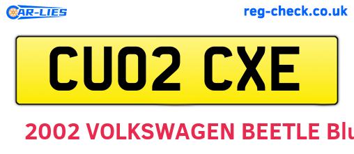 CU02CXE are the vehicle registration plates.