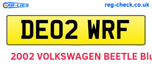 DE02WRF are the vehicle registration plates.