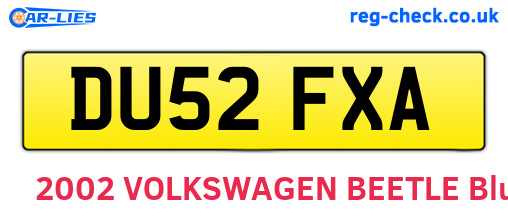 DU52FXA are the vehicle registration plates.