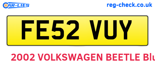 FE52VUY are the vehicle registration plates.