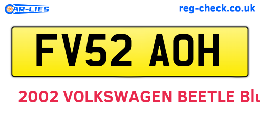 FV52AOH are the vehicle registration plates.