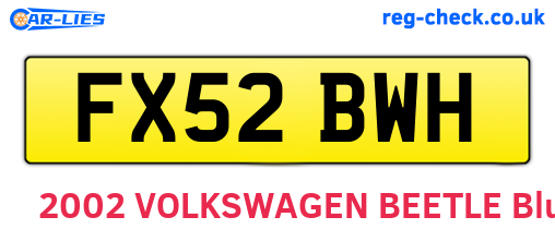FX52BWH are the vehicle registration plates.