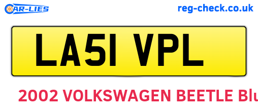 LA51VPL are the vehicle registration plates.