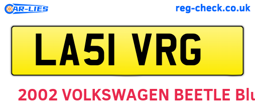 LA51VRG are the vehicle registration plates.