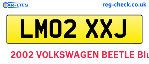 LM02XXJ are the vehicle registration plates.