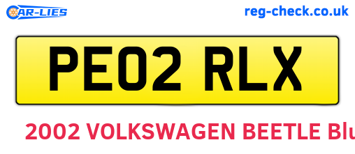 PE02RLX are the vehicle registration plates.