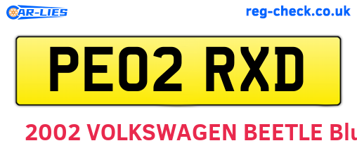 PE02RXD are the vehicle registration plates.