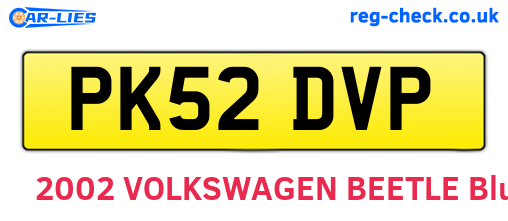 PK52DVP are the vehicle registration plates.
