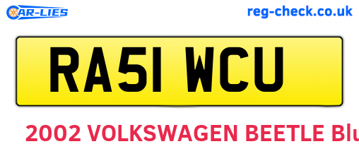 RA51WCU are the vehicle registration plates.