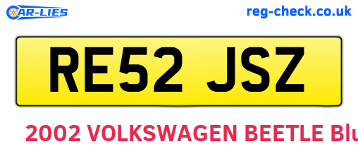RE52JSZ are the vehicle registration plates.