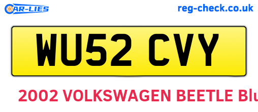 WU52CVY are the vehicle registration plates.