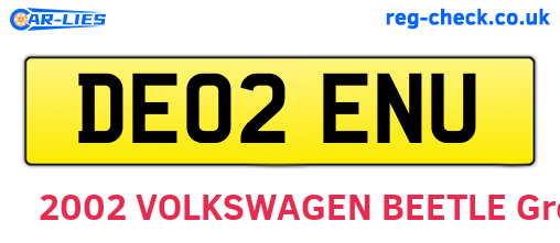 DE02ENU are the vehicle registration plates.