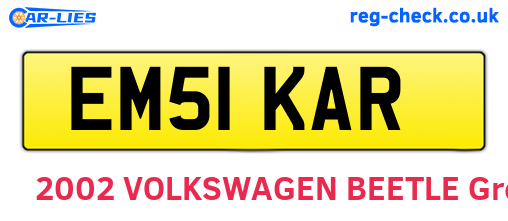 EM51KAR are the vehicle registration plates.