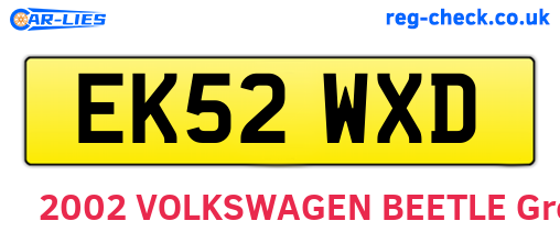EK52WXD are the vehicle registration plates.