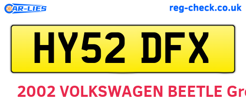 HY52DFX are the vehicle registration plates.