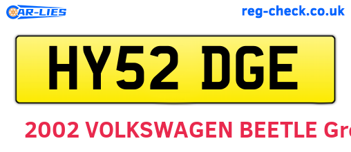 HY52DGE are the vehicle registration plates.