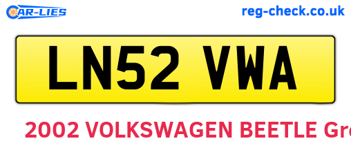 LN52VWA are the vehicle registration plates.