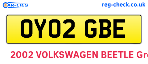 OY02GBE are the vehicle registration plates.