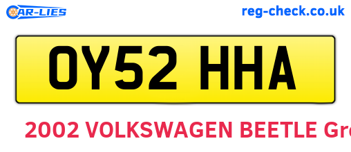 OY52HHA are the vehicle registration plates.