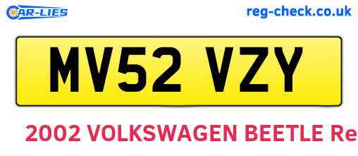MV52VZY are the vehicle registration plates.