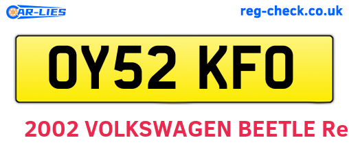 OY52KFO are the vehicle registration plates.