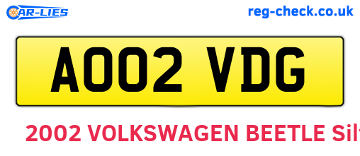 AO02VDG are the vehicle registration plates.