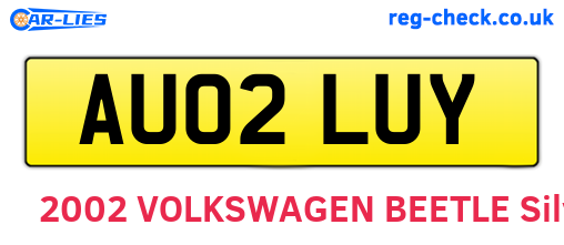 AU02LUY are the vehicle registration plates.