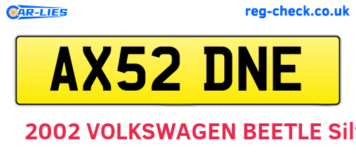 AX52DNE are the vehicle registration plates.