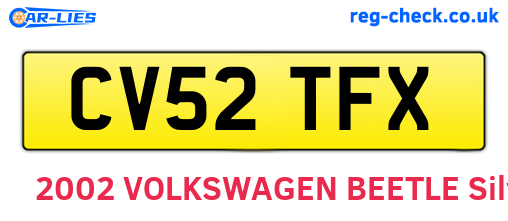 CV52TFX are the vehicle registration plates.