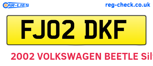 FJ02DKF are the vehicle registration plates.