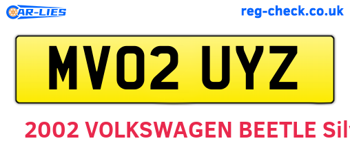 MV02UYZ are the vehicle registration plates.