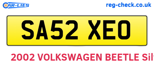 SA52XEO are the vehicle registration plates.