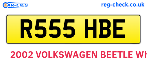 R555HBE are the vehicle registration plates.