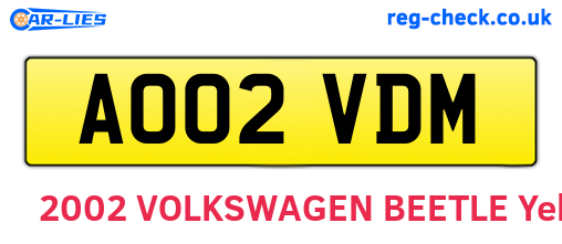 AO02VDM are the vehicle registration plates.